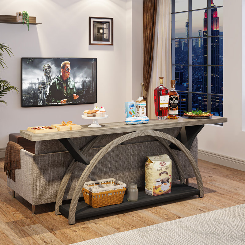 Jaival 70.86'' Console Table Sofa Table, Grey