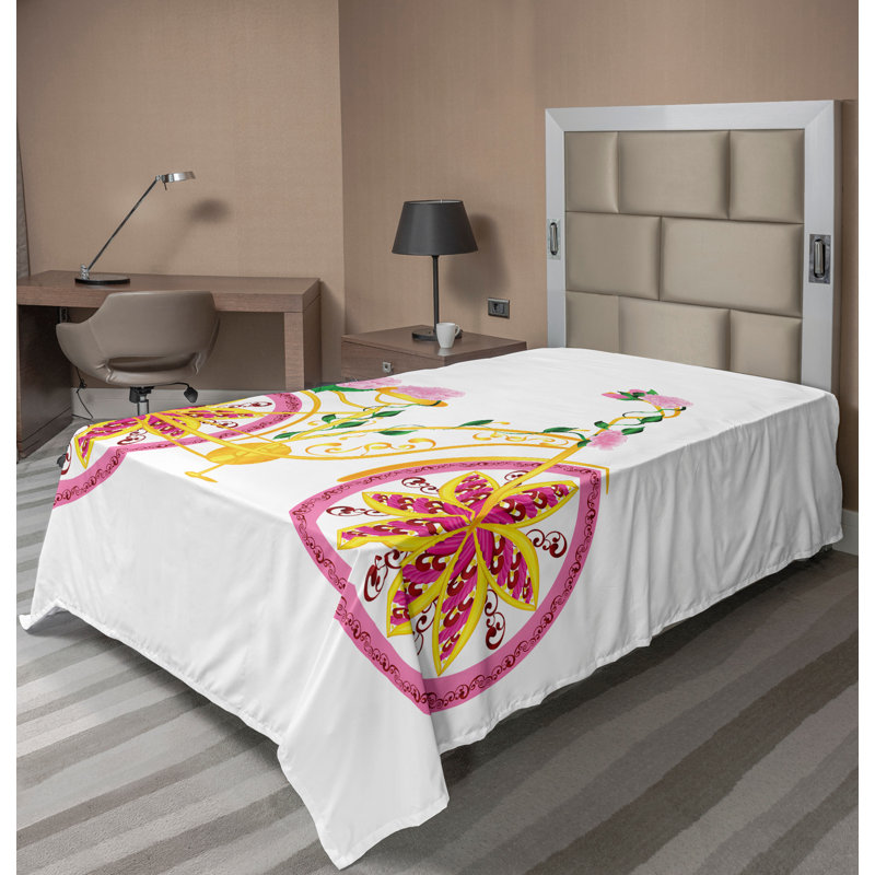 Ornement floral Ambesonne, Drap plat pour lit simple TG
