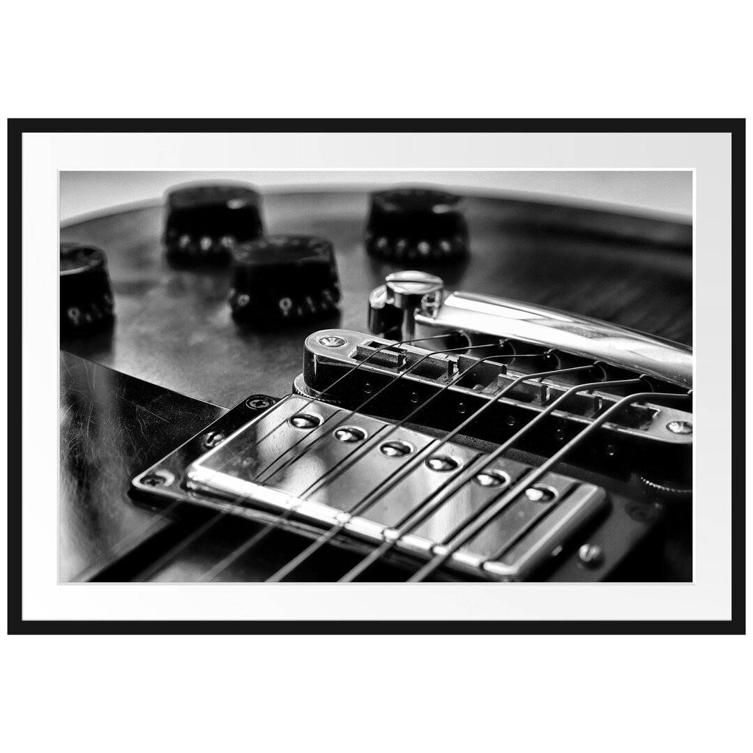 Gerahmtes Poster Black and White Guitar, Gitarre