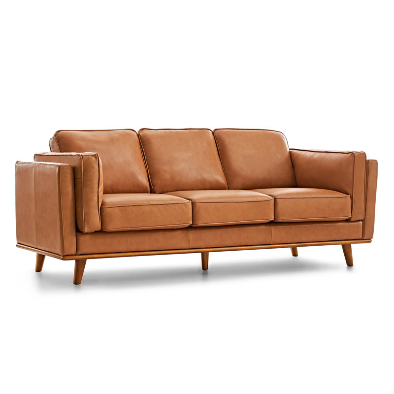 Valencia 88" Valencia Leather Sofa, Valencia, Brun