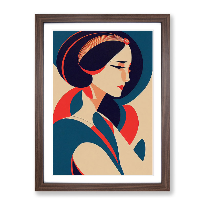 XV1022-775X Art Deco Woman No.5 - Single Picture Frame Print, 46cm H x 34cm W, Brown