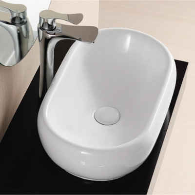 Caracalla Ceramica II 12.01'' Glossy White Ceramic Oval Bathroom Sink