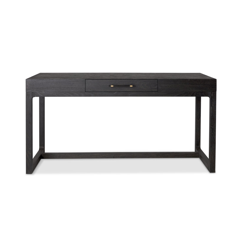 Asher Mink Finish Teak Writing Desk with Horn & Brass Hardware