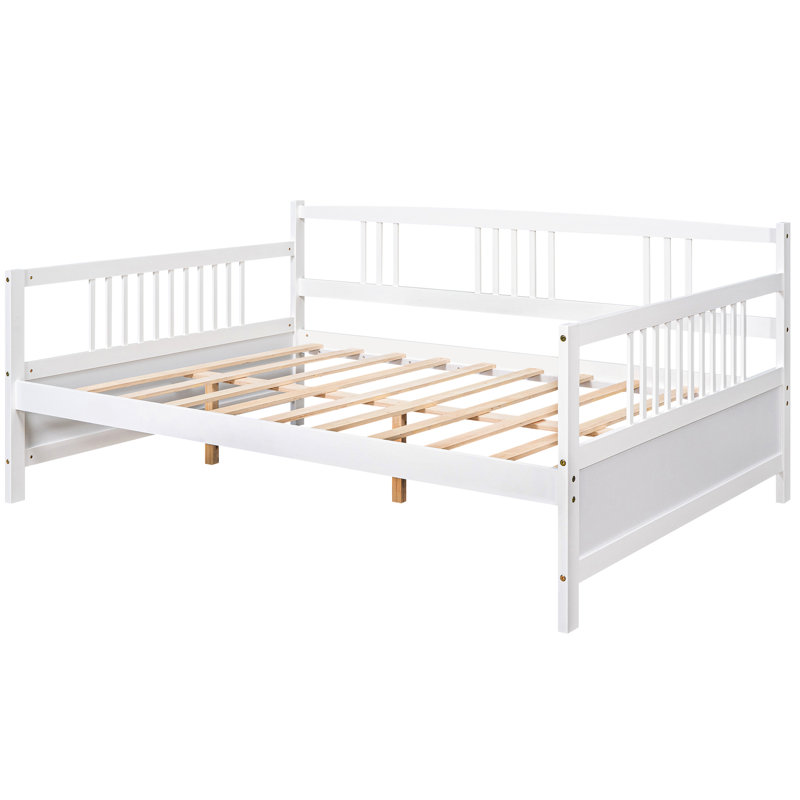 Lit de jour blanc avec pieds de soutien sécurisés, design, polyvalent pour la chambre à coucher et le salon, espace de rangement supplémentaire, construction solide, espace polyvalent, espace