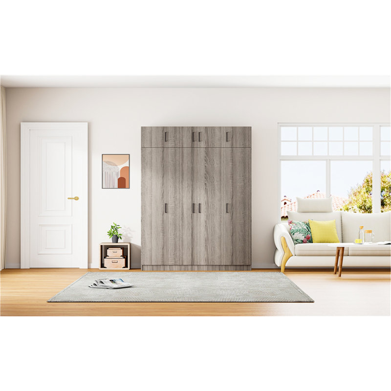 Armoire élégante et fonctionnelle à 4 portes avec tiroir et armoire supérieure pour le rangement de la chambre à coucher