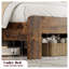 Structure de lit plateforme grand avec tête de lit et station de charge USB - Conception rustique en métal et en bois de ferme, aucun sommier requis