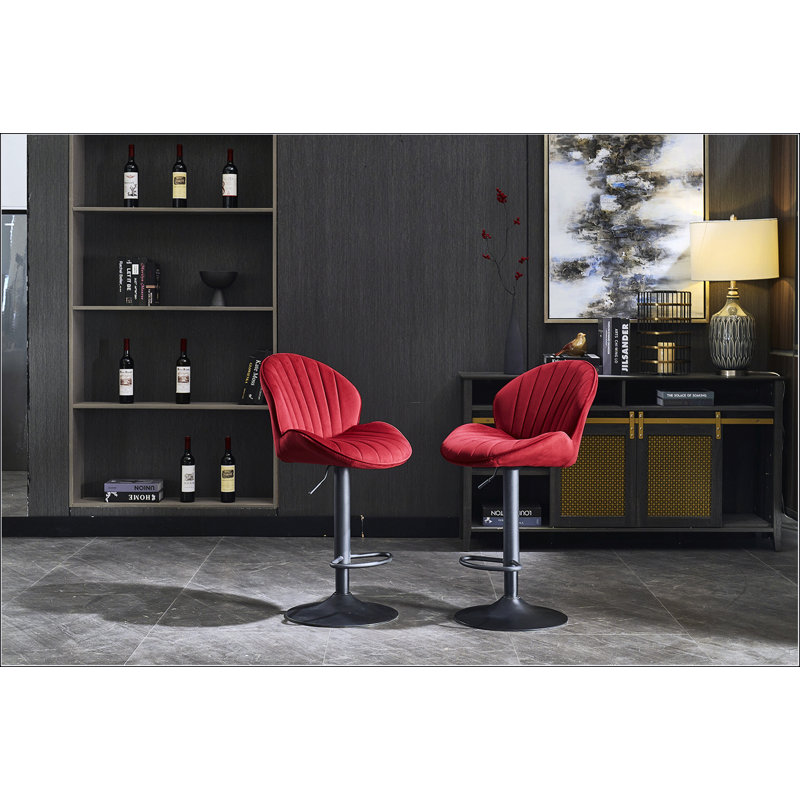 Bar Stools Set Of 2 - Adjustable Barstools With Back And Footrest