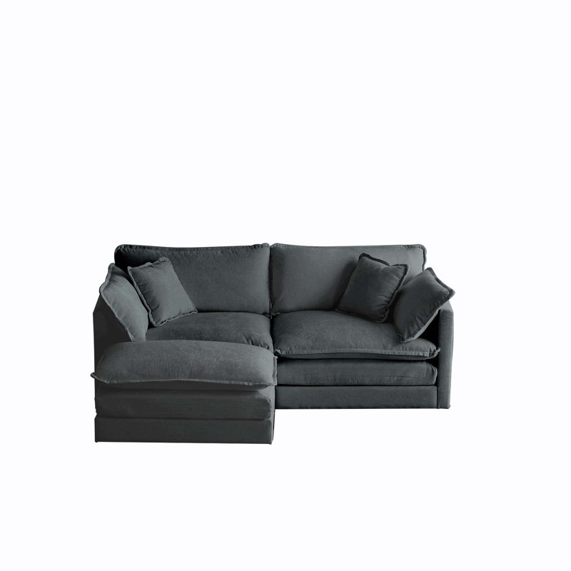 Canapé modulaire polyvalent avec repose-pieds réversible et repose-pieds pour le salon, Gris chenille, 2