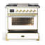 Majestic III Series 36 Inch Dual Fuel Range with 6 Sealed Burners, Griddle, in Glossy Black (Natural Gas, Brass Trim)-996369058-996369062-996369093