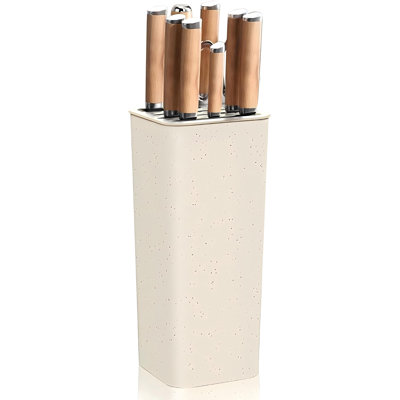 Knife Block Holder without Knives, Universal Kitchen Storage Stand with Wavy Slots to Protect Blades, Small Space-Saving Knife Organizer for Countertop, Detachable for Easy Cleaning