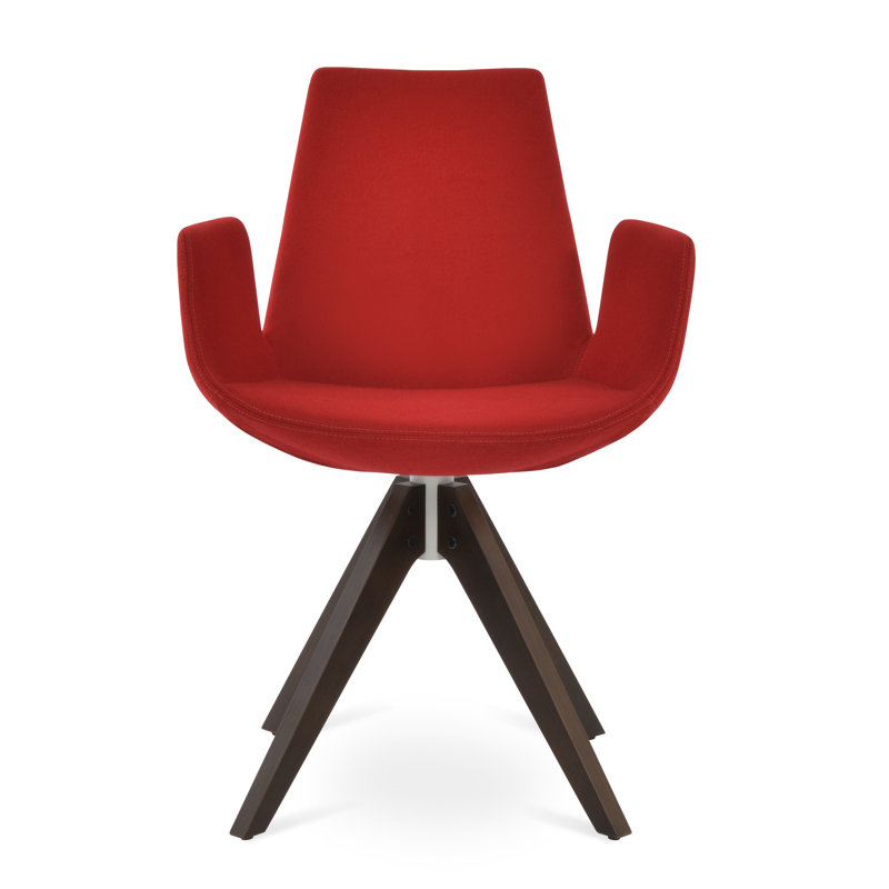 Chaise en bois pyramidal eiffel accoudoirs, Rouge foncé