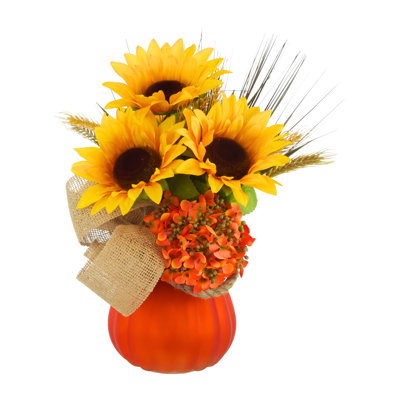 Fall Centerpiece with Sunflowers and Hydrangeas