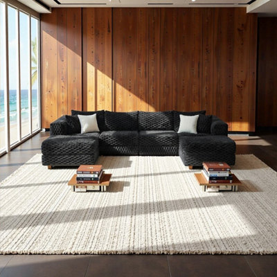 Canapé modulaire en forme de U avec repose-pieds 135,5 po