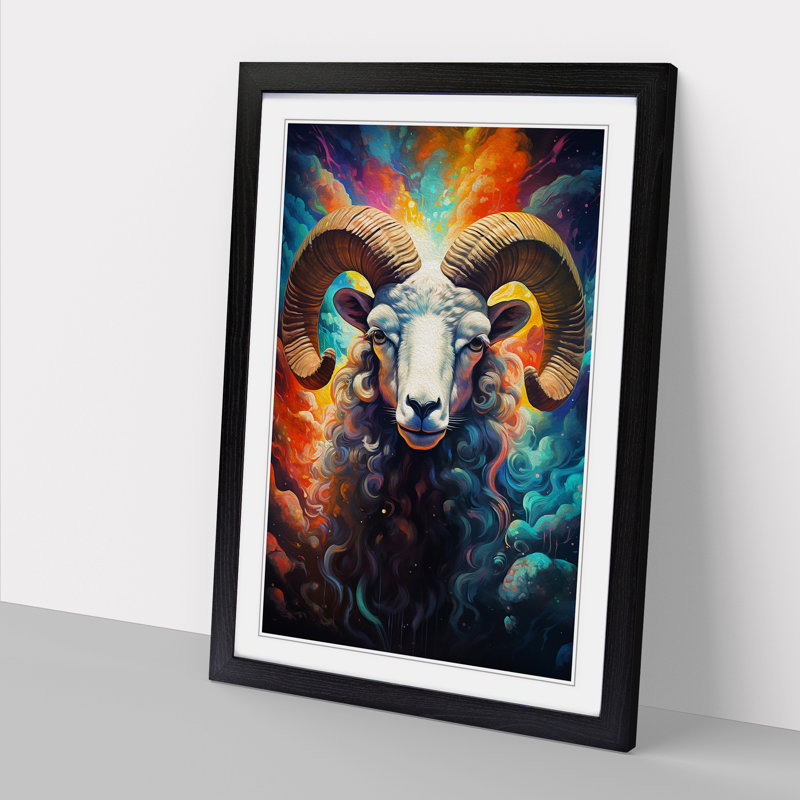 Ram Sheep Futurism - Framed Print, Black, 46cm H x 34cm W x 2cm D