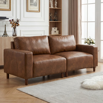 78.5" Upholstered PU Loveseat, Breathable Faux Leather Couch For Living Room, Apartment