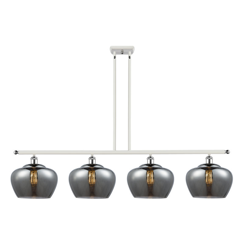 Luminaire suspendu linéaire pour îlot de cuisine 4 lumières Monténégro, Plaqué couleur fumée, Ampoule non incluse