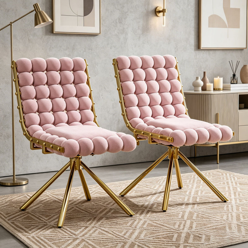 Ensemble de chaises de salle à manger Bubble Chair, Pieds rose et or
