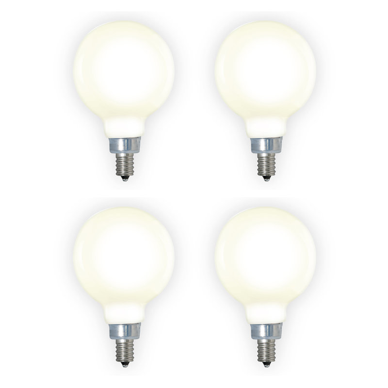 40 Watt Equivalent, G16 LED, Milky Dimmable Light Bulb, Cool White (3000K) E12/Candelabra Base