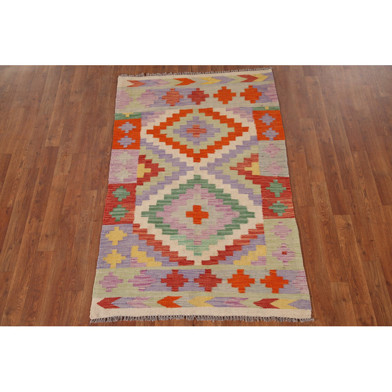 Tapis géométrique en laine Kilim