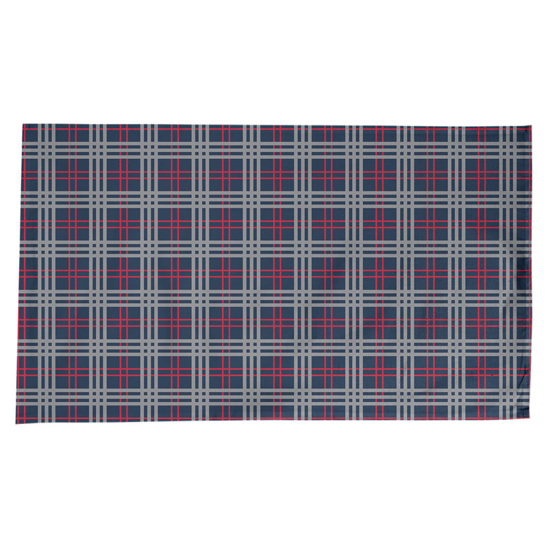 Nappe en mélange de coton à carreaux, Bleu marine / rouge / argent