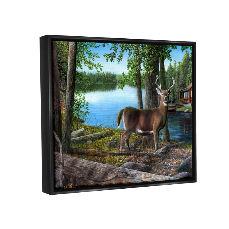 «Stupell Industries Deer in Lake Cabin Forest», art mural sur toile par Kevin Daniel, H 11 po x l 14 po x P 1,5 po