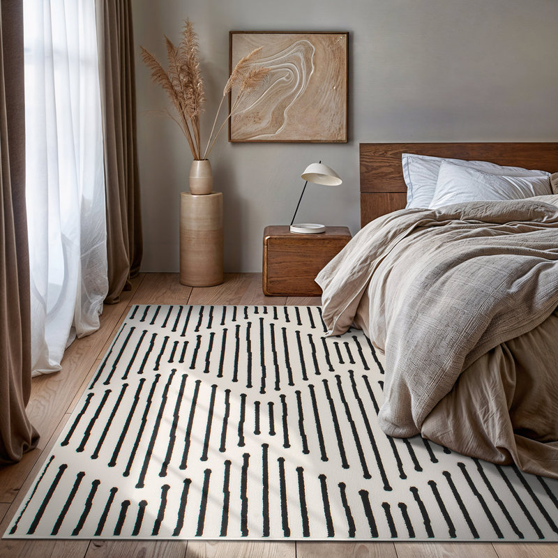 Markeem Machine Woven Geometric Stripe Area Rug , Rectangle 7'10" x 10'