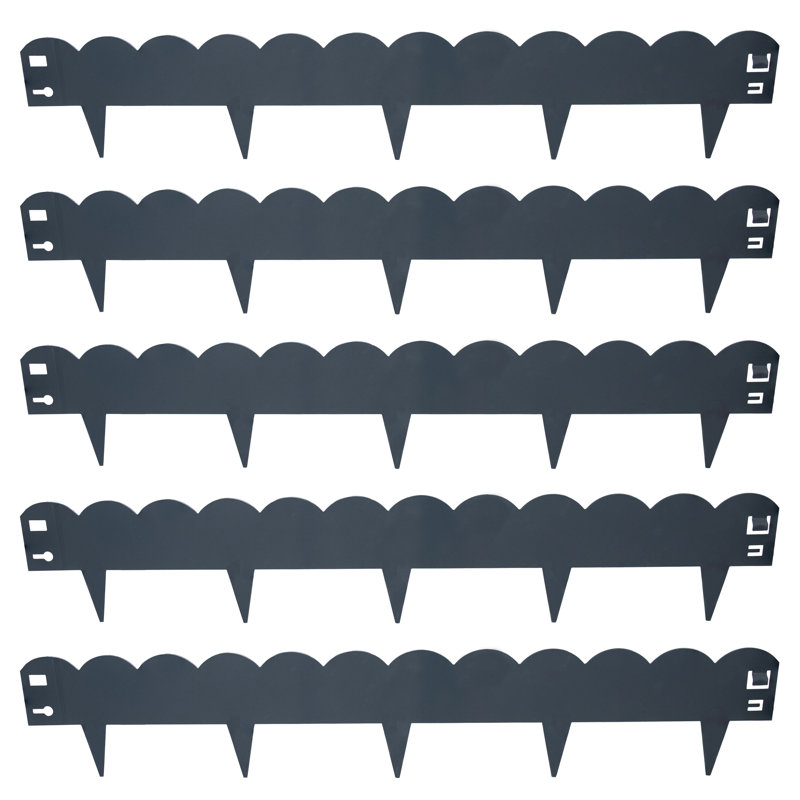 Gray Steel Scalloped Garden Landscape Edging Border, 41.75" Wide