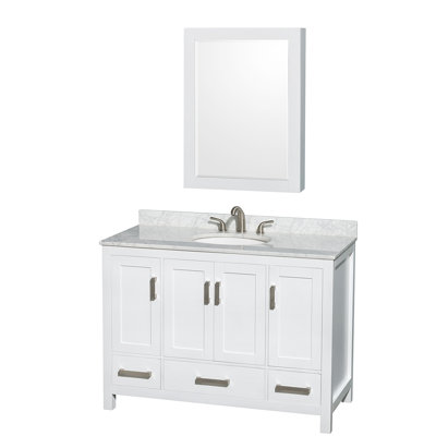 Meuble-lavabo simple autoportant avec plateau en marbre Sheffield