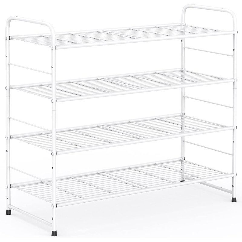 12 Pair Stackable Shoe Rack, White