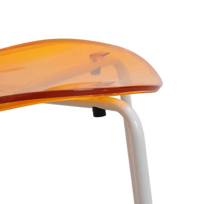 Chaise d'appoint de salle à manger empilable Edenfield, Orange transparent, 4, Argent argent
