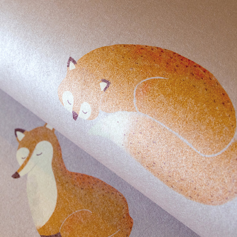 Rouleau de papier peint à motif de renards lisses et brillants Great Kids Collection, Rose