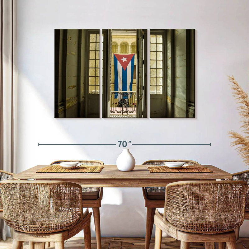 Drapeau Borges Cuba sur la fenêtre, H 36 po x l 57 po