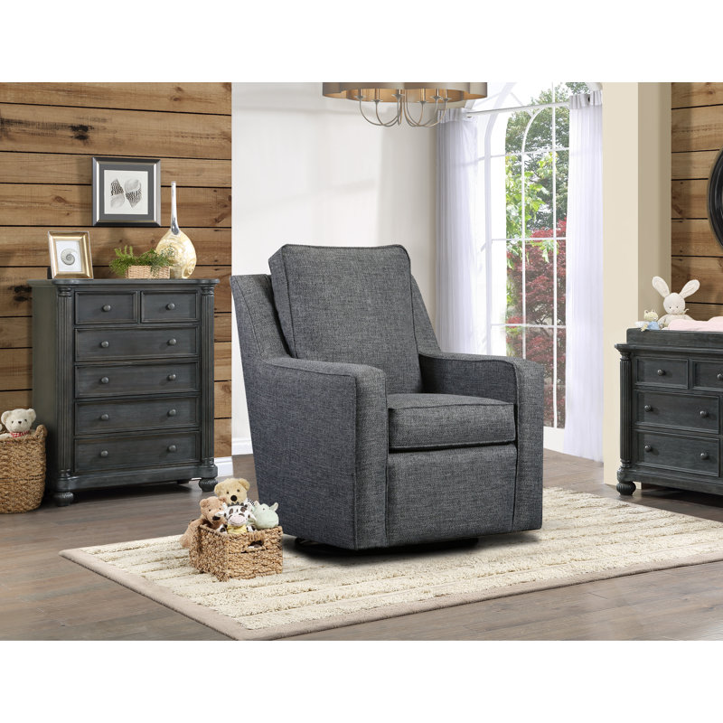 Miley Swivel Glider With Brushed Graphite Fabric - Made In USA, Brushed Graphite