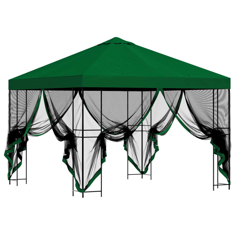 vidaXL Garden Gazebo Polyester and Steel, Green