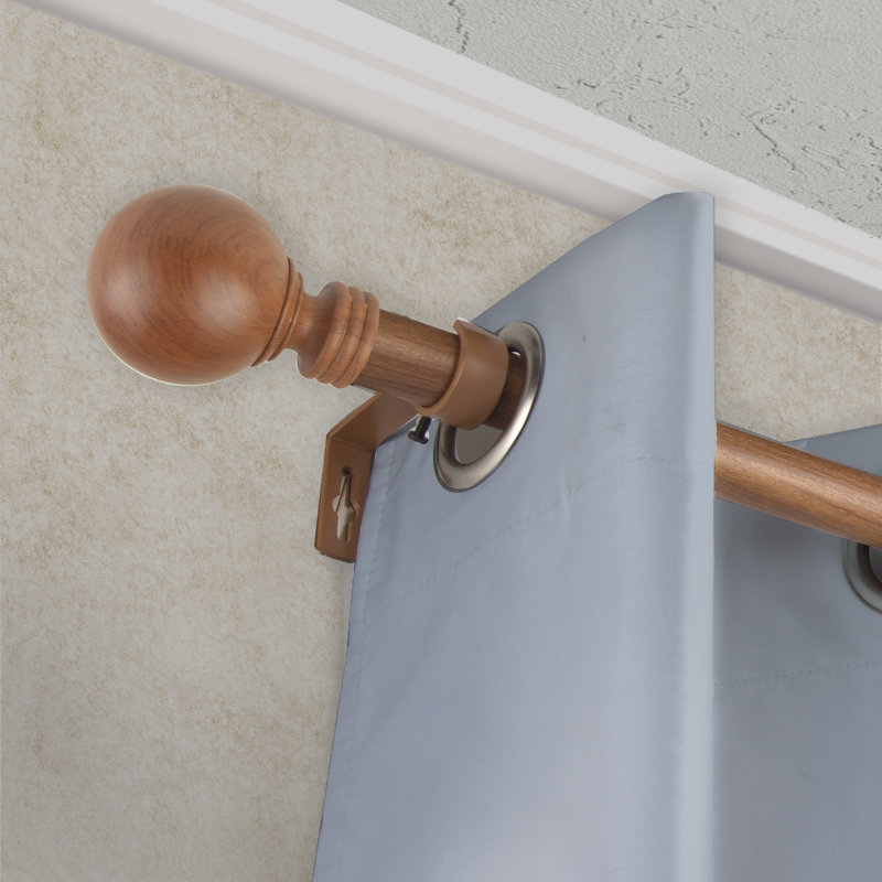 Tringle à rideaux simple en faux bois Abdulahi, Châtaigne, 48" - 84"