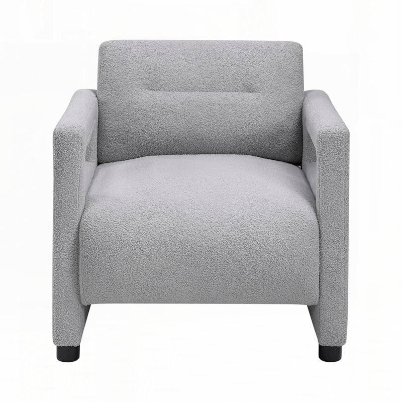 Uma 30" Wide Modern Bouclé Accent Chair with Sculpted Arms & Plush Cushioning - Gray, Gray
