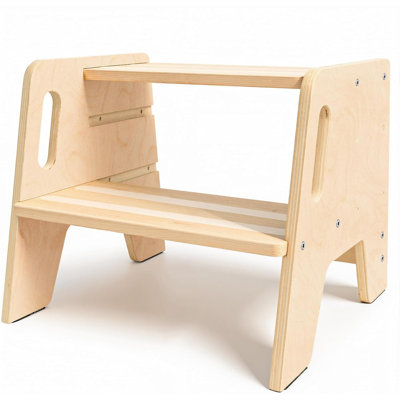 Escabeau en bois pour tout-petit à 3 hauteurs pour enfants avec poignées