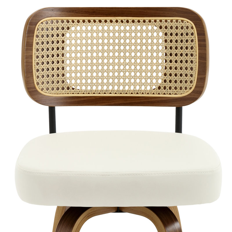 Tabouret de bar et de comptoir Julieza, Blanc, Tabouret de comptoir (siège d'une hauteur de 26 p, Brun