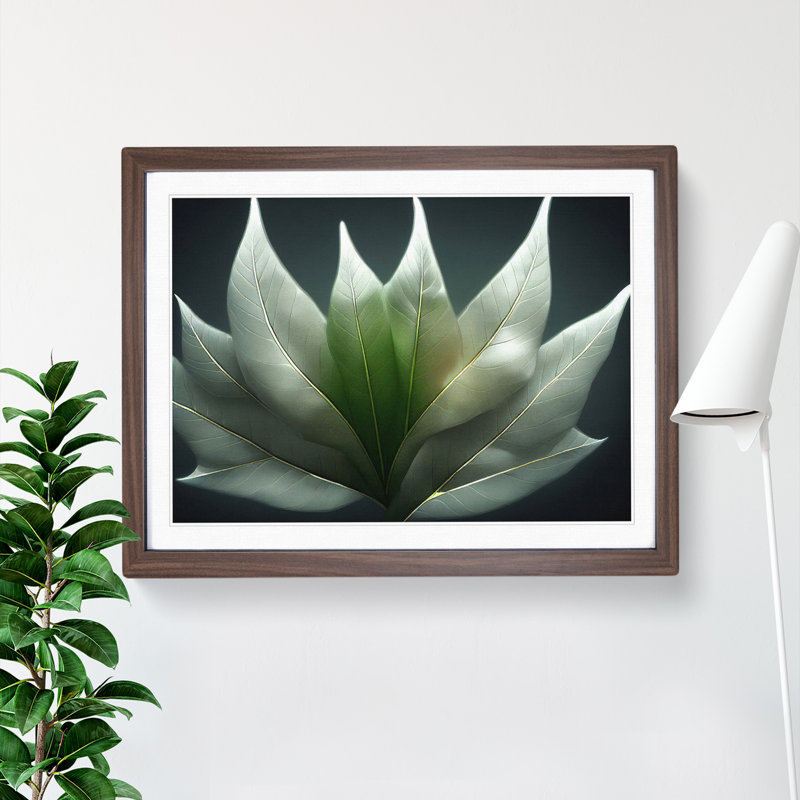 Enlightened Leaf - Single Picture Frame Print, 46cm H x 64cm W x 2cm D, Walnut Framed