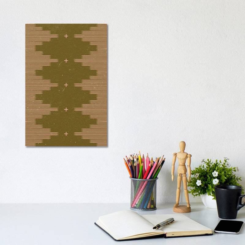 Southwestern Minimalist in Retro Green & Pink 1 Piece Wrapped Canvas Wall Art, 20.32 cm H x 30.48 cm W x 1.91 cm D