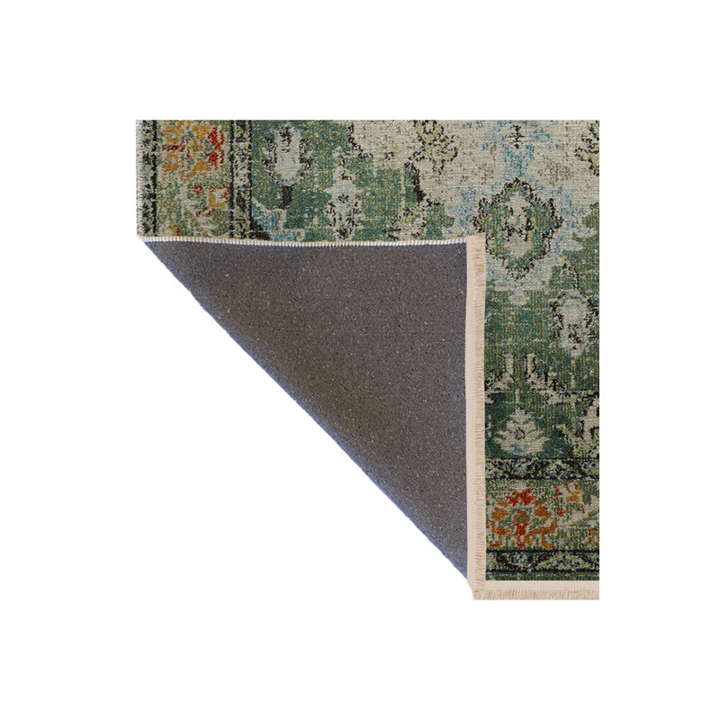 Tapis décoratif multicolore vert, Sous-tapis rectangulaire de 3 pi 3 po x 4 pi 11 po