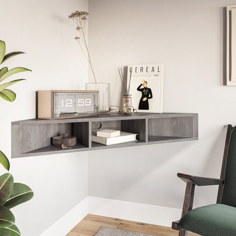 43" Floating Corner TV Stand, Gray