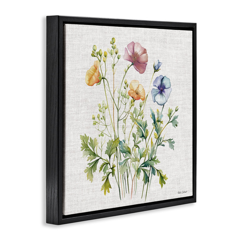 Wild Botanical Bundle Floating Frame, design by Nicole DeCamp, 25" H x 25" W, Jet Black Floater Frame