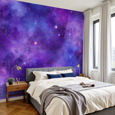 Papier peint adhésif autocollant mauve Space Galaxy