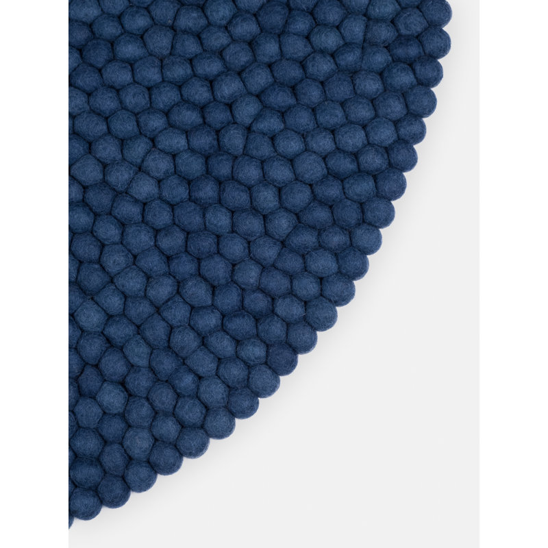Solid Colour Wool Hand Woven Area Rug, Round 50cm