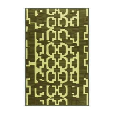 Machine Washable Trellis Green Area Rug