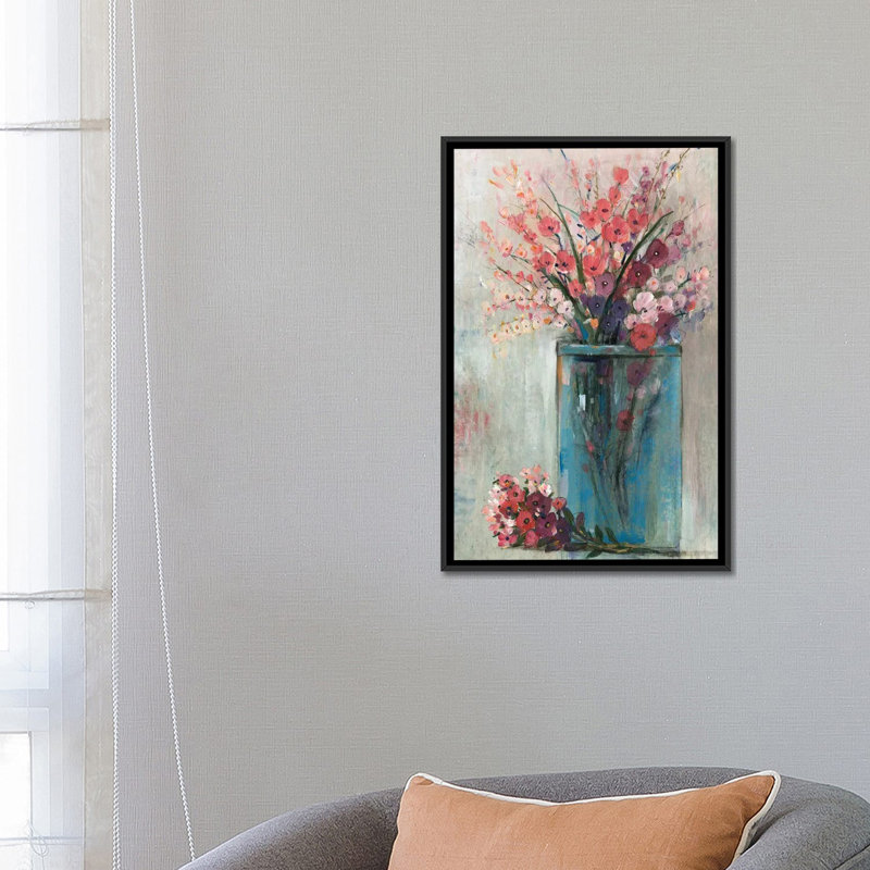 «Blue Jar I», reproduction d'art sur toile encadrée, H 26 po x l 18 po, Toile à cadre flottant sans passe-partout, Noir