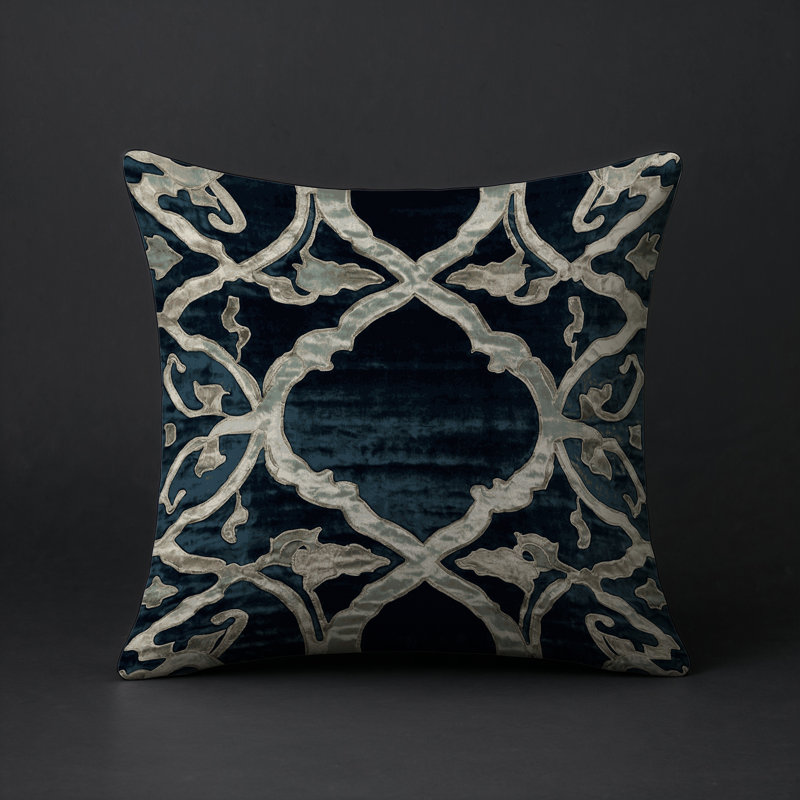 Coussin décoratif intérieur et extérieur Modern, Gris géométrique 59, Carré 18 po