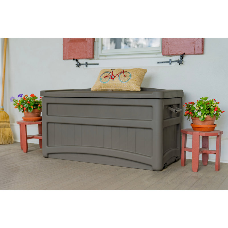 Suncast 73 Gallon Water Resistant Deck Box in Stoney