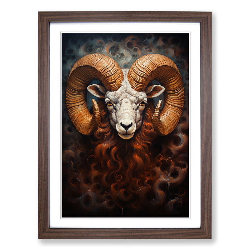 Aries Zodiac Realism - Framed Print, 46cm H x 34cm W x 2cm D, Walnut Framed